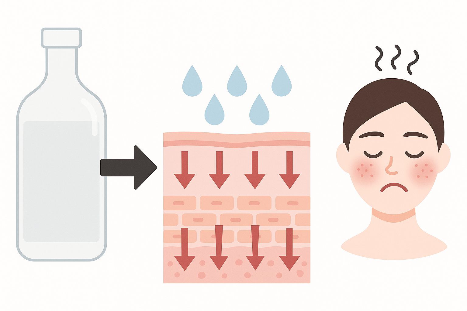 酒精類成分對敏感肌膚的傷害機制